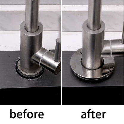 Decorative Stainless Steel Faucet Cover – Self-Adhesive Water Pipe Wall Hole Covers for Bathroom & Kitchen - Loovy # 