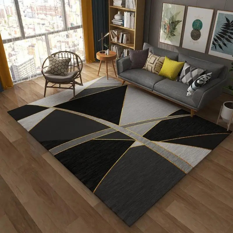 Modern Geometric Line Carpet – Crystal Velvet Mat for Living Room, Bedroom, and More - Loovy # 