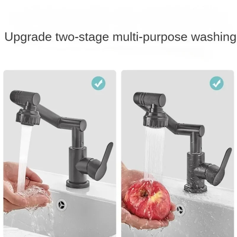 Mechanical Arm Universal Faucet – Deck-Mounted Basin Faucet with Two-Speed Control for Bathroom & Kitchen - Loovy # 