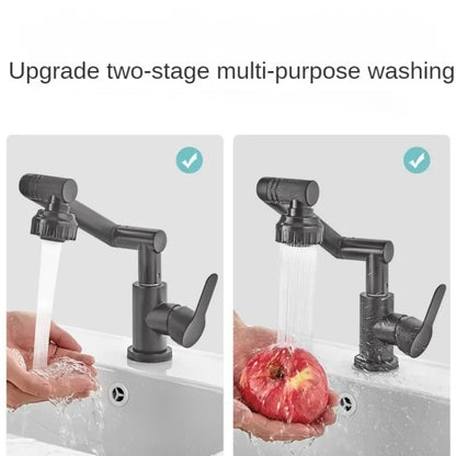 Mechanical Arm Universal Faucet – Deck-Mounted Basin Faucet with Two-Speed Control for Bathroom & Kitchen - Loovy # 