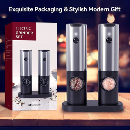 USB Rechargeable Electric Salt and Pepper Grinder with Adjustable Coarseness - Loovy # 