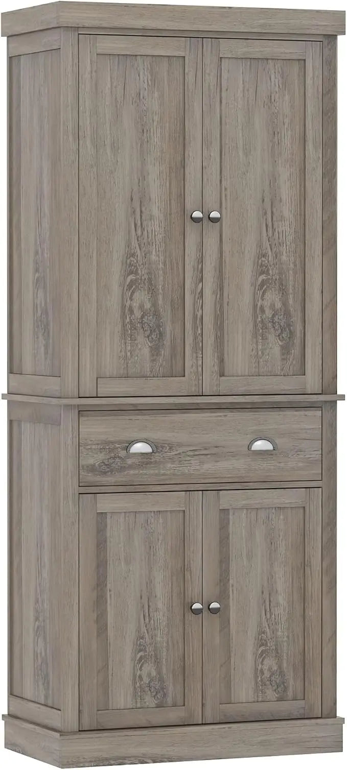 Utility Pantry Storage Cabinet - Freestanding with Doors & Drawers - Loovy # 