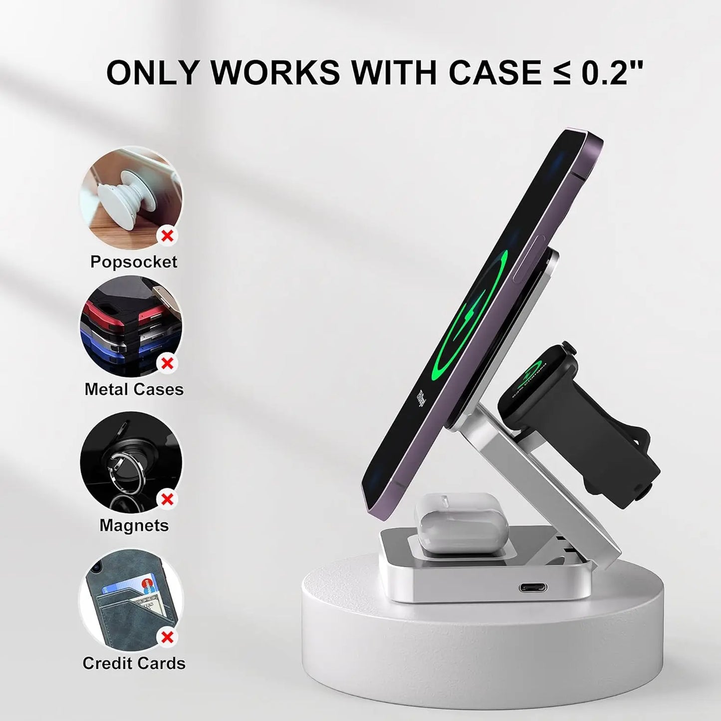 30W 3-in-1 Magnetic Wireless Charging Dock Station for-iPhone, AirPods, and Apple Watch - Loovy # 