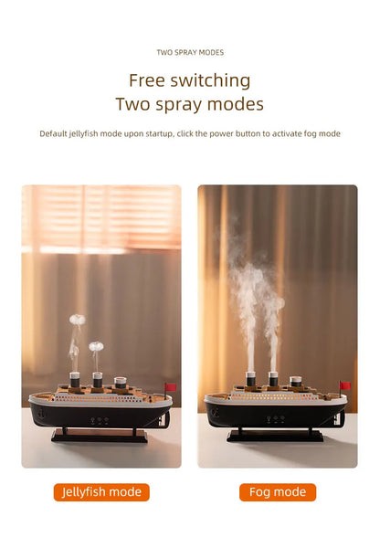 Retro Boat Ultrasonic Aromatherapy Humidifier with Remote Control - Loovy # 