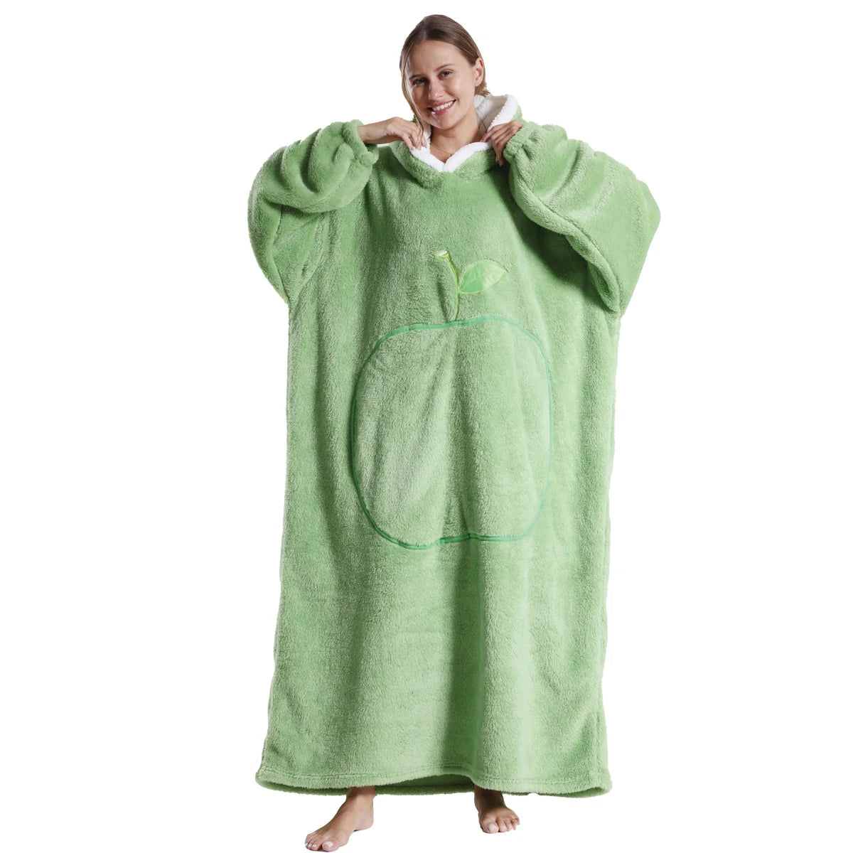 2025 Super Long Flannel Blanket Hoodie - Oversized Winter Pullover Fleece Sweatshirt for Women, Men & Kids - Loovy