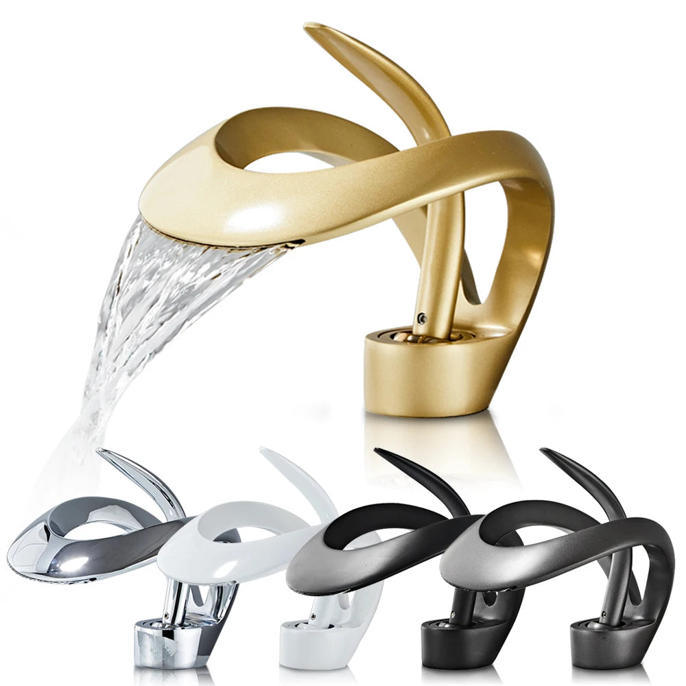 Creative Matte Golden Bathroom Basin Faucet – Modern Elegance for Your Sink - Loovy # 