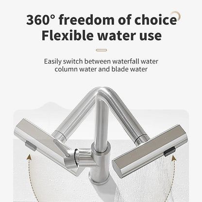 304 Stainless Steel Pull-Out Kitchen Faucet – Waterfall Hot and Cold Mixed Water Sink Tap, Multi-Function Rinse, Rotate - Loovy # 