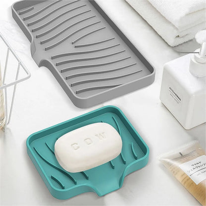 Silicone Soap Dish with Drainage - Self-Draining for Bathroom & Kitchen - Loovy # 