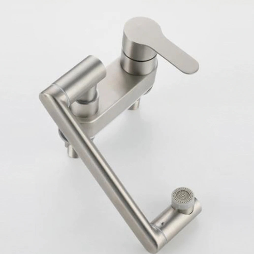 304 Stainless Steel Sink Faucet – Deck-Mounted, 360° Rotating Hot & Cold Mixer - Loovy # 