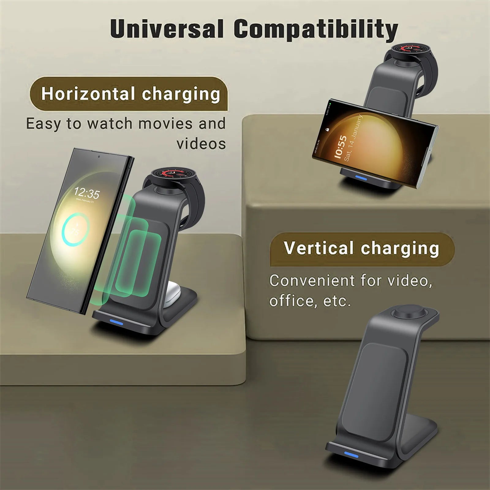 3-in-1 Wireless Charging Station for Samsung Galaxy Devices - Loovy # 