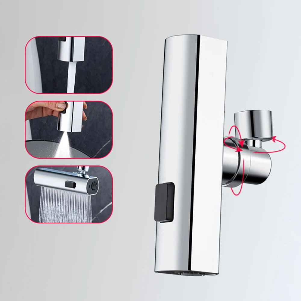 New Kitchen Waterfall Three-mode Universal Swivel Extension Faucet Splash-proof Nozzle Sink Multi-function - Loovy # 