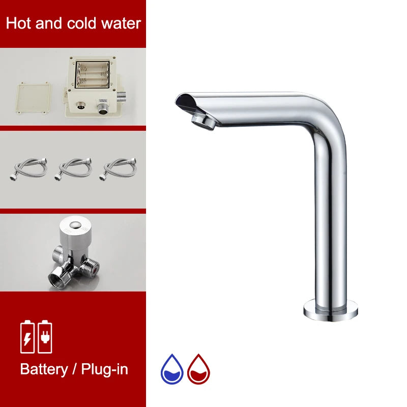 Sensor Basin Faucet – Chrome Deck-Mounted Automatic Water Mixer Tap - Loovy # 