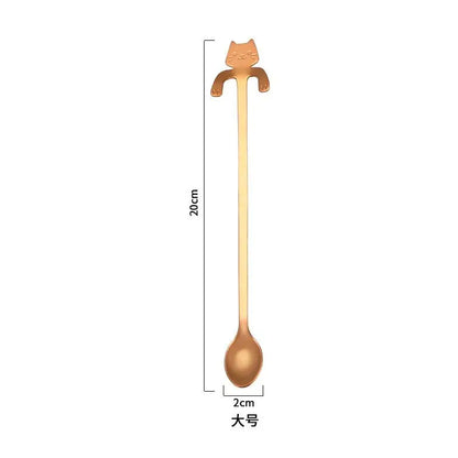 Cute Cat Coffee Spoon - Stainless Steel Dessert Spoon for Kids & Adults - Loovy # 