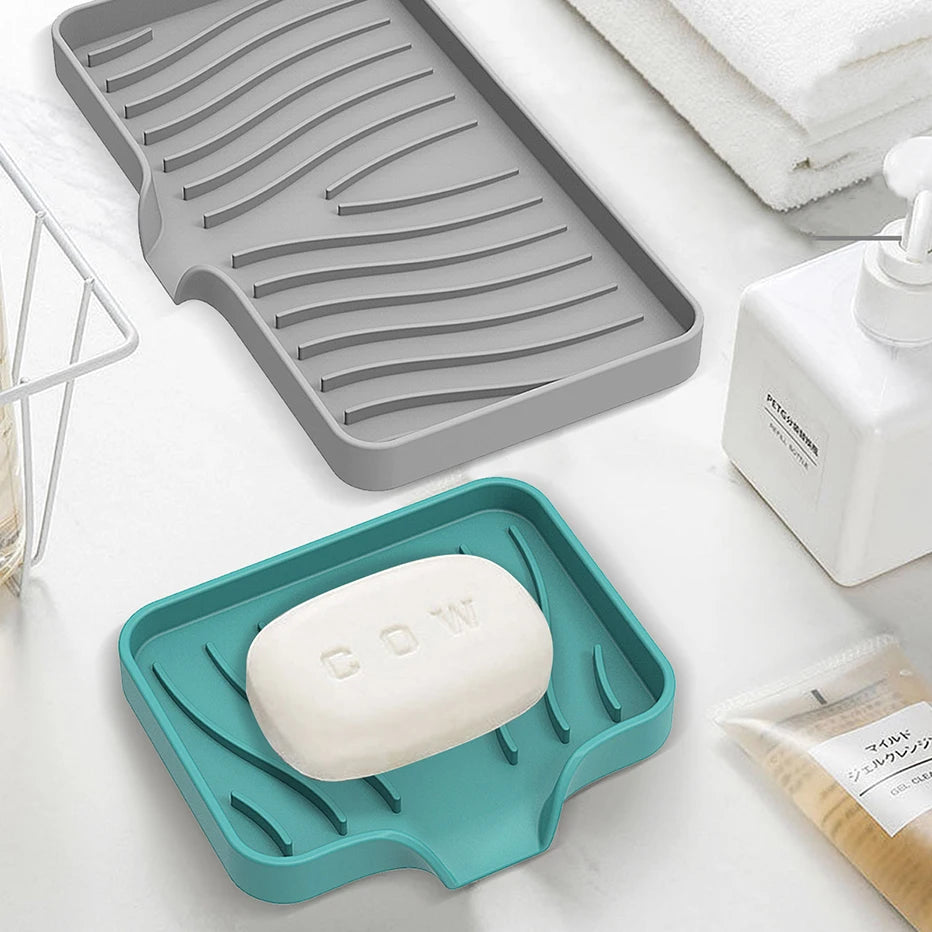 Silicone Soap Dish with Drainage - Self-Draining for Bathroom & Kitchen - Loovy # 
