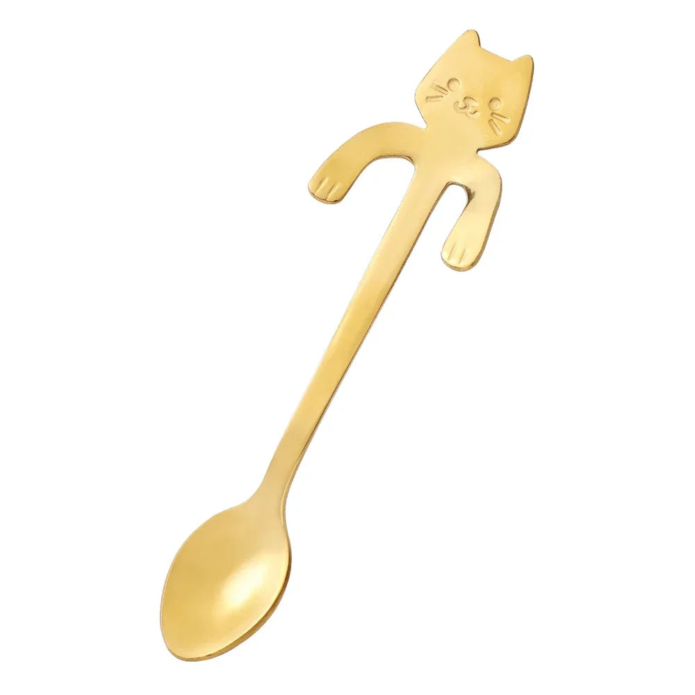 Cute Cat Coffee Spoon - Stainless Steel Dessert Spoon for Kids & Adults - Loovy # 