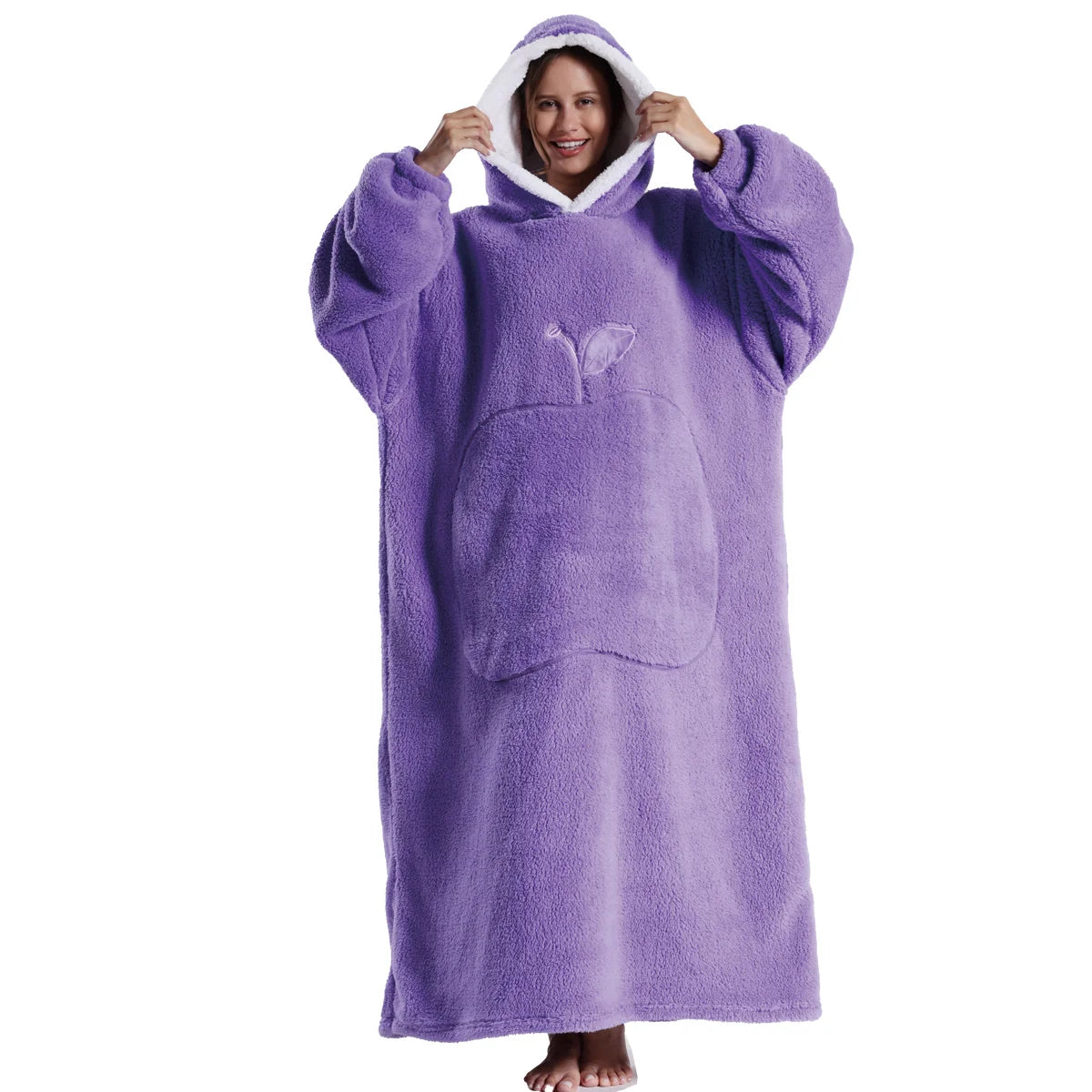 2025 Super Long Flannel Blanket Hoodie - Oversized Winter Pullover Fleece Sweatshirt for Women, Men & Kids - Loovy