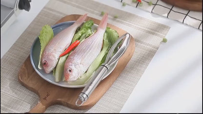 Stainless Steel Fish Scale Remover - Scraper & Tweezers for Easy Fish Cleaning
