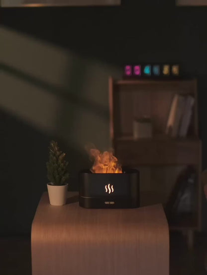 Diffuseur d'arômes ultrasonique – Fabricant de brume fraîche avec lampe à flamme LED