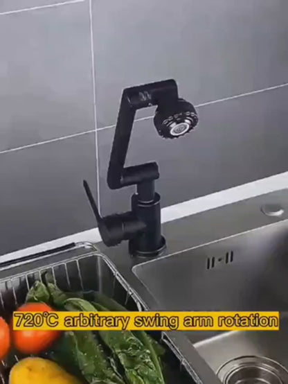Robinet Universel à Bras Mécanique – Robinet de Lavabo Monté sur Plan de Travail avec Contrôle à Deux Vitesses pour Salle de Bain et Cuisine